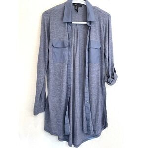 Style & Co. Shirt‎ Blue Women's Small Roll Tab Sleeve Collared Button Up Tunic